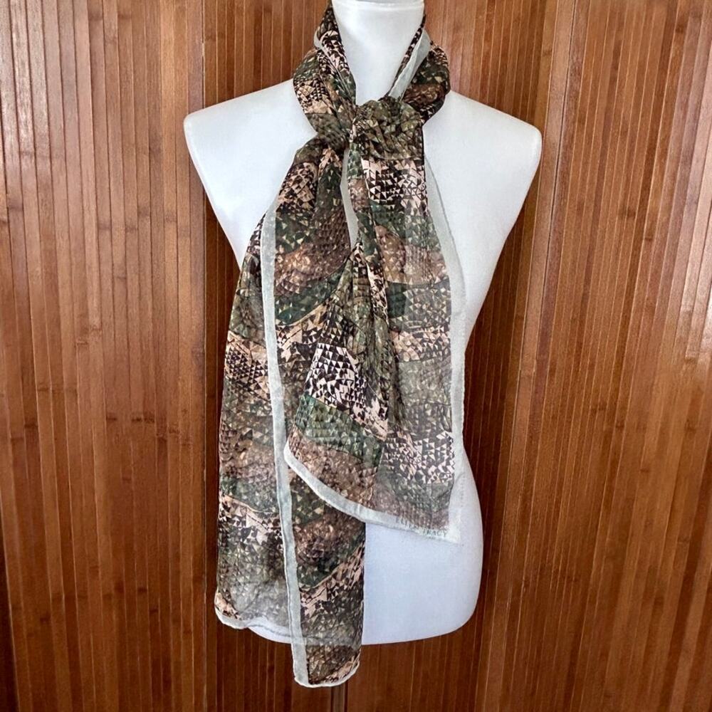 Vintage 90s Ellen Tracy Silk Scarf Geometric Print